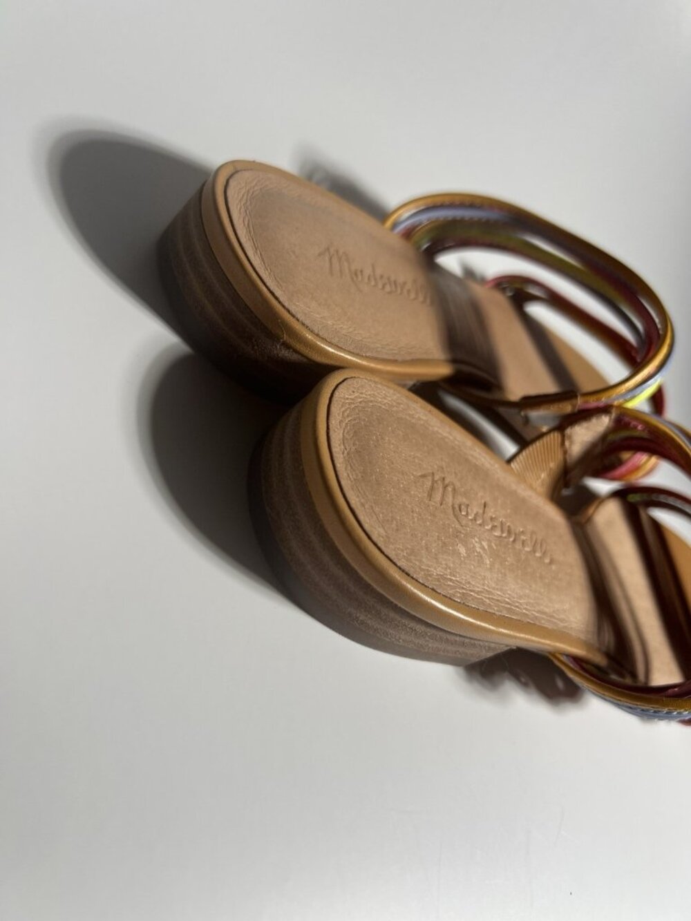 Madewell Meg Slide Micro Strap Leather Sandals Rainbow Women’s Size 6.5 - Picture 9 of 14